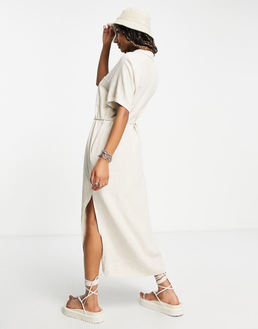 weekday linen dress Sleeveless Linen-Blend Panelled Maxi Dress