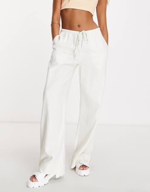 ASOS DESIGN Maternity pull on pant with linen in off white