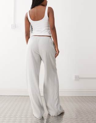 Weekday Linen Mix Wide Leg Pants In Gray