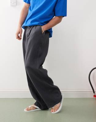 Weekday Linen Slouchy Fit Pants With Front Pleat Detail