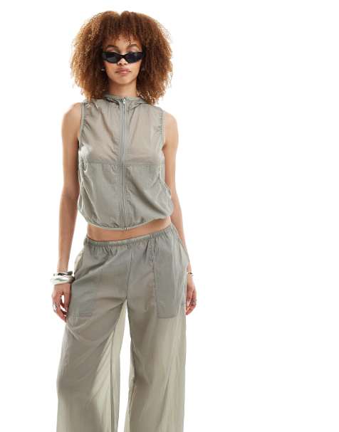 Weekday - Linn - Gilet con cappuccio grigio con zip in coordinato - view 1