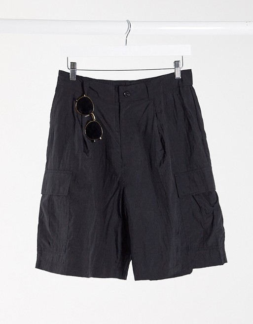 Weekday Linton Cargo Shorts in Black