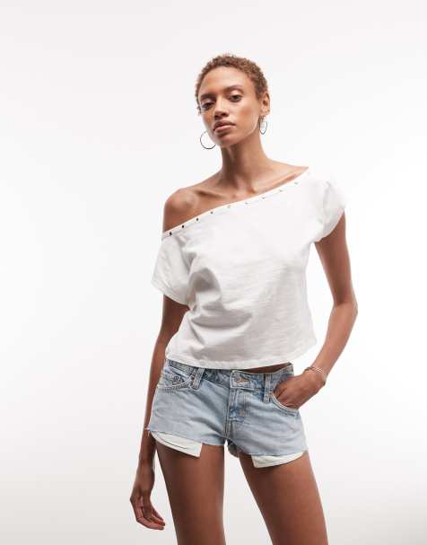 Weekday – Ljusblå hotpants i denim med låg midja - view 1