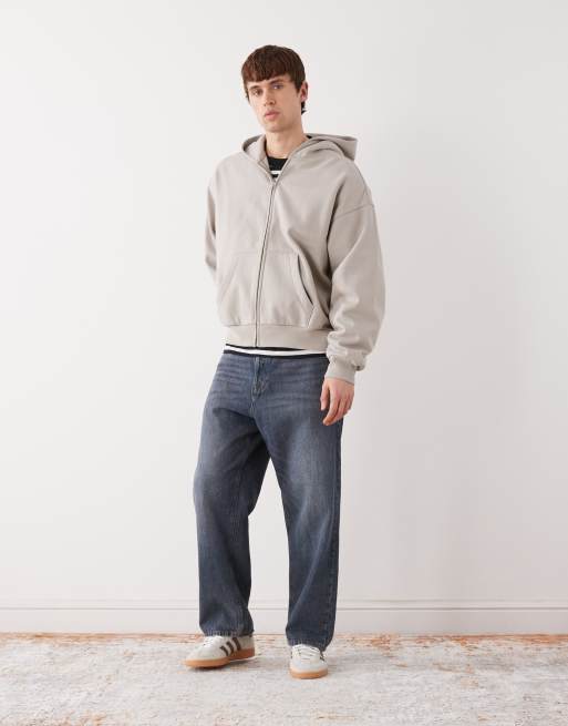 Weekday – Ljusgrå huvtröja i oversized fit med dragkedja, 2 av 5