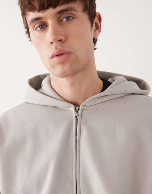 Weekday – Ljusgrå huvtröja i oversized fit med dragkedja, 4 av 5