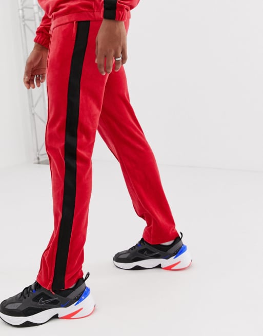 Basic Velour Joggers - Red