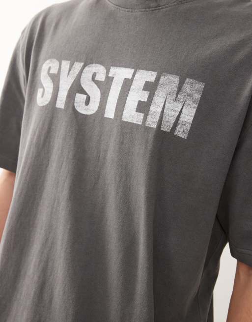 Weekday – Locker geschnittenes T-Shirt in Schwarz mit „System“-Grafikprint, 5 von 5