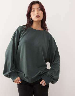 Weekday - Locker sitzendes Oversize-Sweatshirt in Petrolgrün