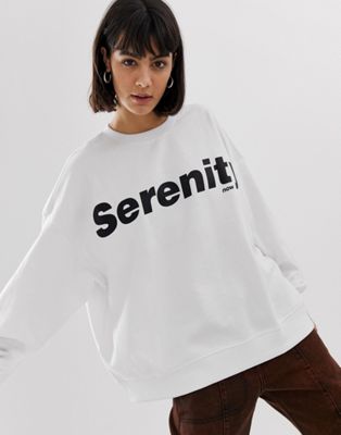 Weekday - Loft - Sweatshirt met serenity-slogan-Wit