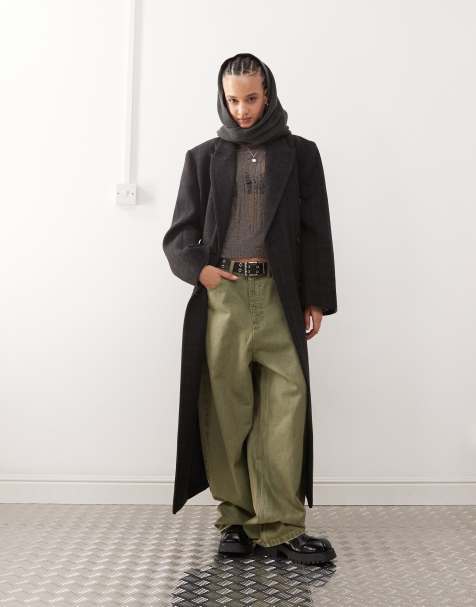 Weekday - Logan - Cappotto doppiopetto oversize in misto lana nero a quadri - view 1