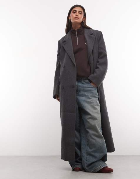 Weekday Logan cappotto oversize in misto lana grigio mélange - view 1