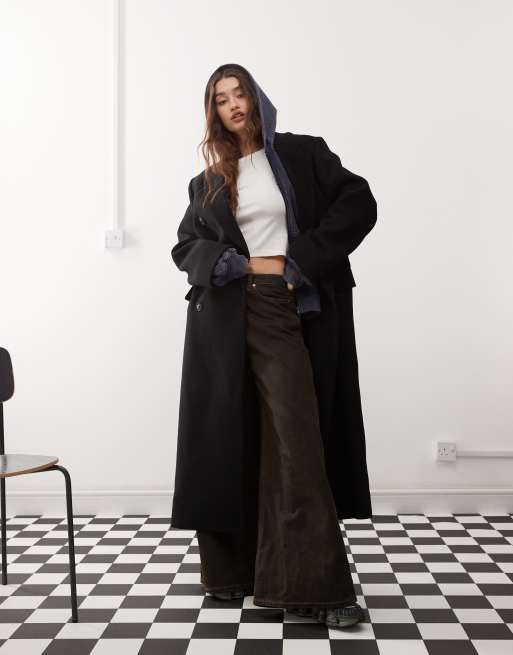 Manteau Femme MERONA En Laine Mélangée Noir - Taille S, Style Peacoat à Gros Boutons (Occasion Très Bon État)
