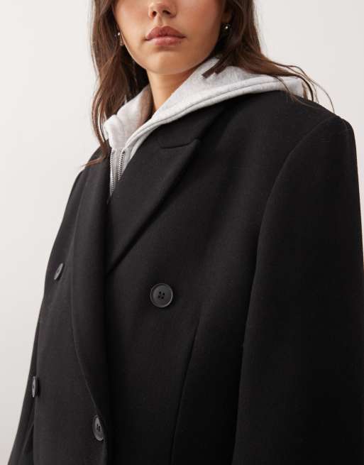 Weekday - Logan - Manteau oversize longueur genou en laine mélangée - Noir, 2 de 4