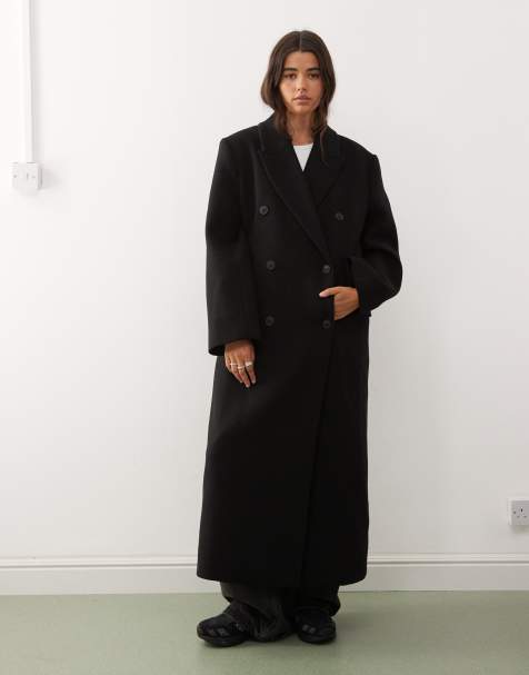 Weekday - Logan - Oversized double breasted jas van wolmix in zwart - view 1
