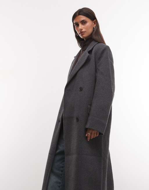 Weekday Logan wool blend oversized coat in grey melange, 2 of 4