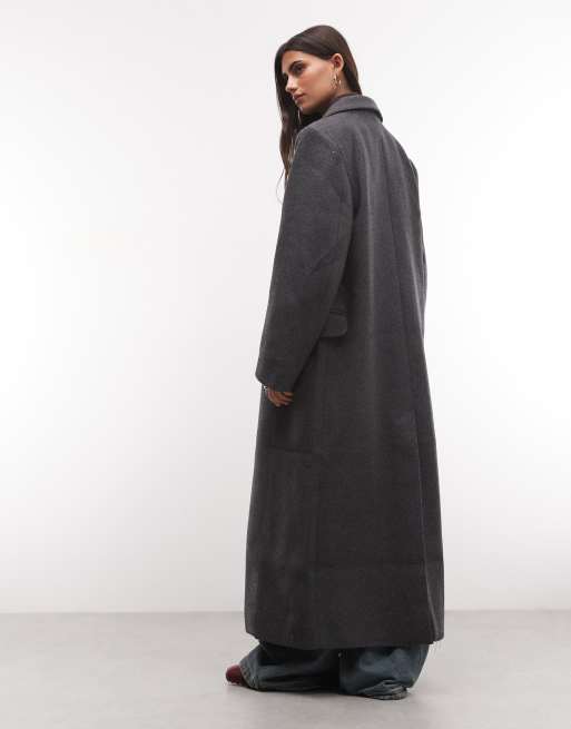 Weekday Logan wool blend oversized coat in grey melange, 4 of 4