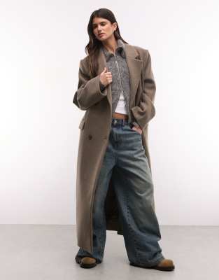 Weekday Logan Wool Blend Oversized Coat In Brown