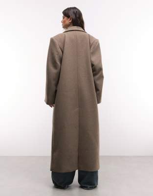 Weekday Logan Wool Blend Oversized Coat In Brown