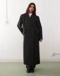 [Weekday] Weekday Logan wool blend oversized knee-length coat in dark grey melange XS Dark grey melange