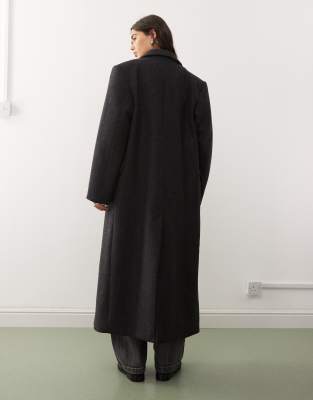 Weekday Logan Wool Blend Oversized Knee Length Coat In Gray