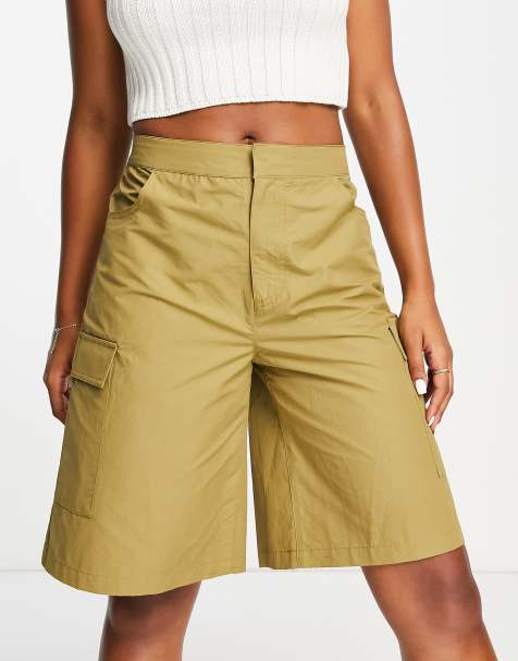 Weekday long line cargo shorts in khaki - view 1