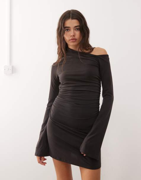 bodycon with sleeves dress Falling For You Long Sleeve Ruched Bodycon Dress Avocado