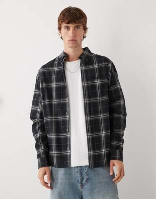 Weekday Weekday long sleeve flannel shirt in black check