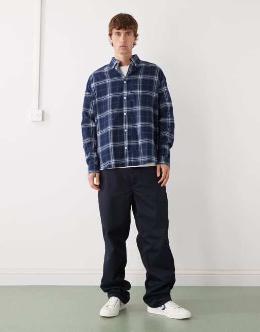 Weekday - Camicia in flanella a maniche lunghe blu a quadri