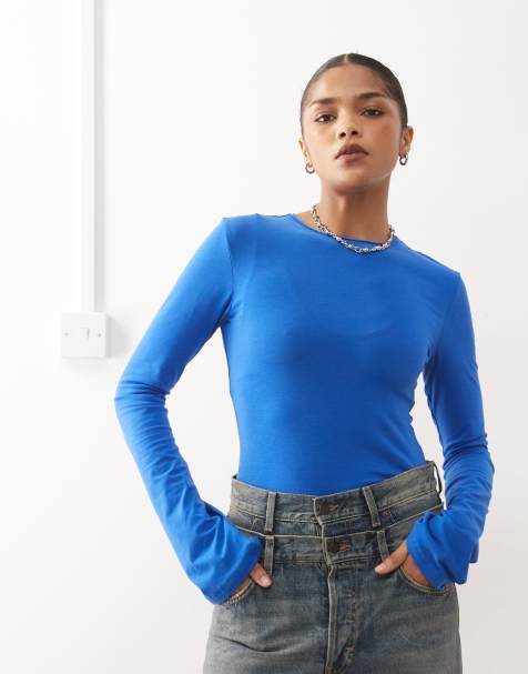 Weekday long sleeve top in cobalt blue - view 1