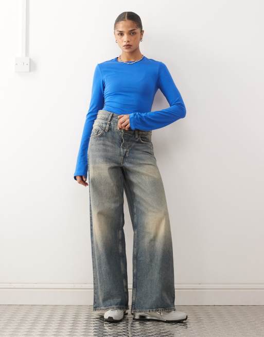 Weekday long sleeve top in cobalt blue, 2 of 4