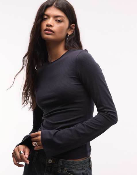 Weekday long sleeve top in dusty blue - view 1