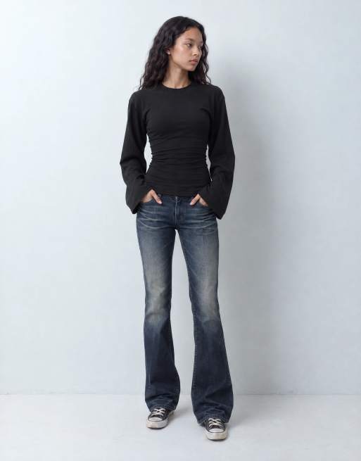 Weekday long sleeve top with corset back detail in black, 9 of 10