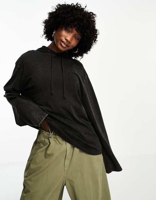 H&m washed hooded on sale top