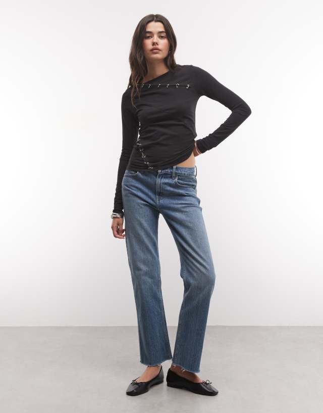 Weekday long sleeve top with piercing detail in black | ASOS
