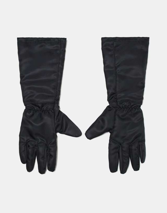 Weekday - long woven gloves in black