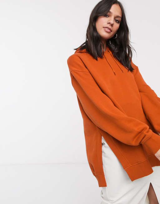 Weekday longline oversized hoodie in burnt orange | ASOS