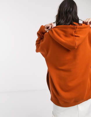 nike orange longline hoodie