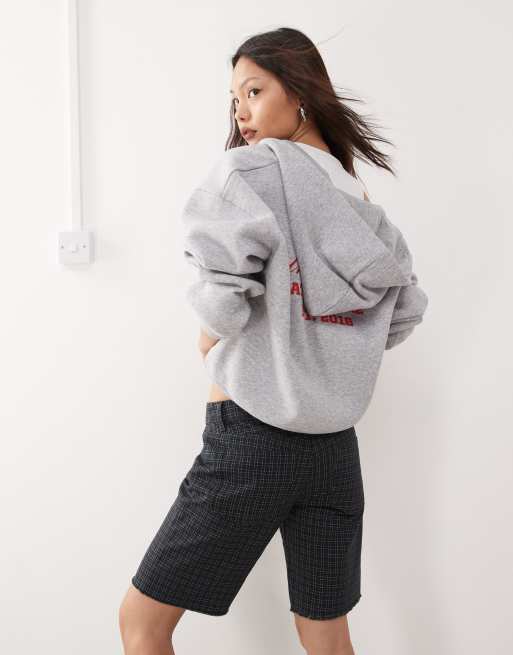 Weekday longline shorts in gray plaid, 3 of 5