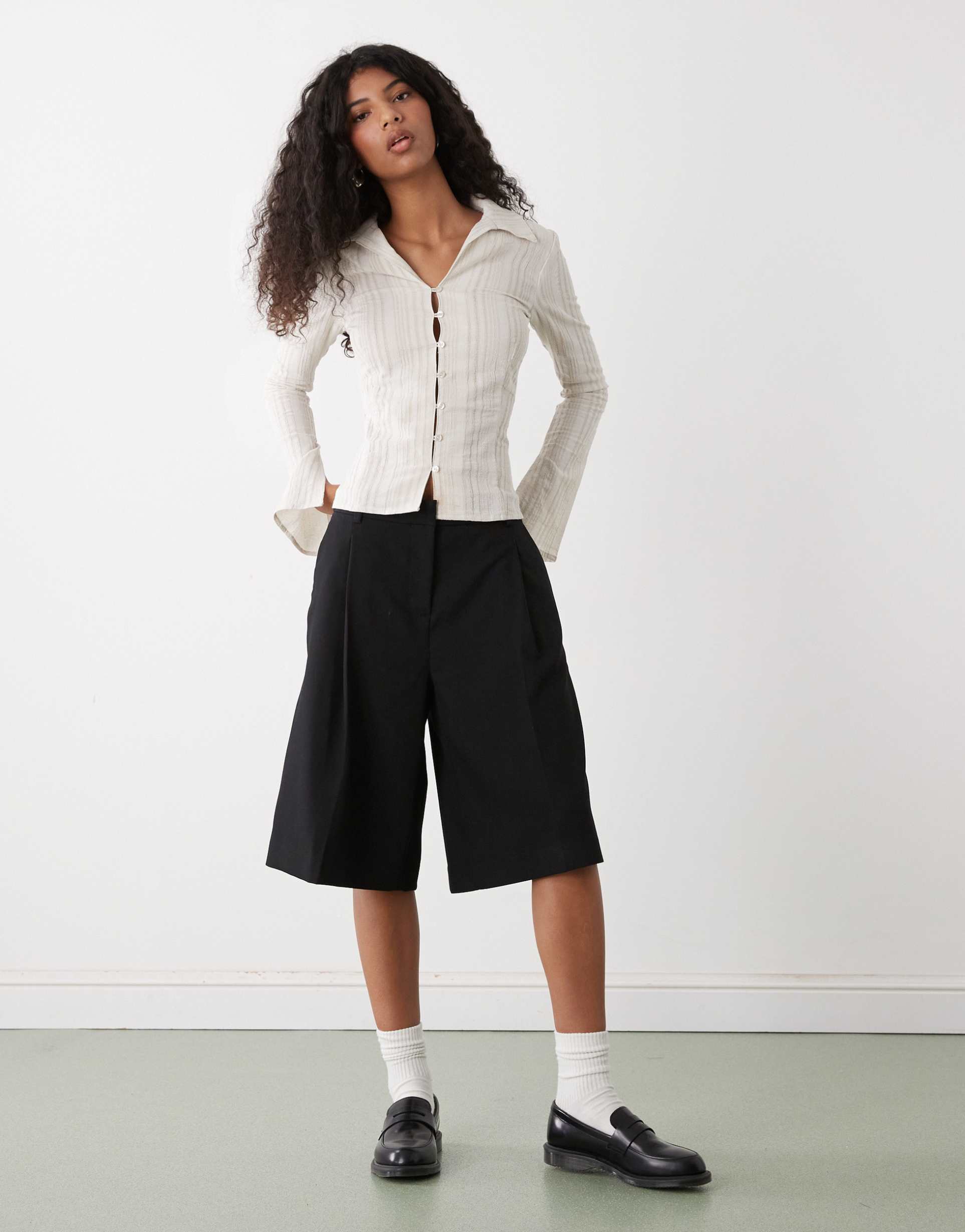 weekday longline suiting shorts in black