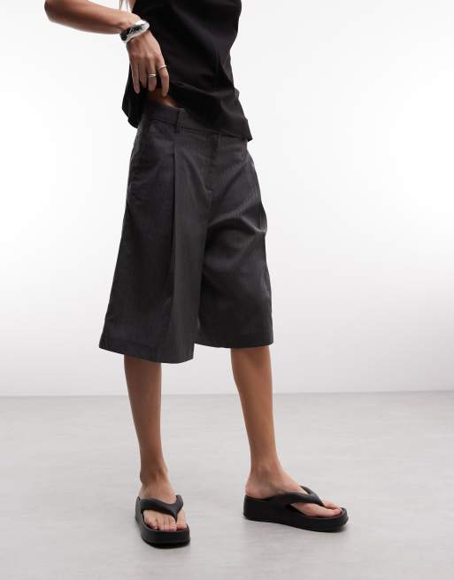 Weekday longline suiting shorts in dark grey melange, 3 of 5
