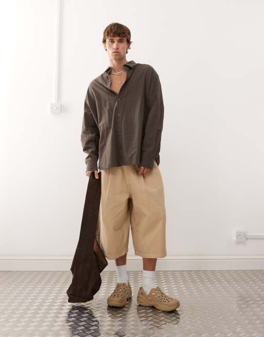 Weekday loose checked shirt in brown minicheck, 2 of 4