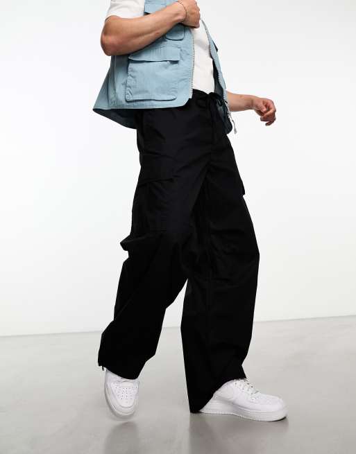 Weekday Unisex parachute baggy pants in grey exclusive to ASOS