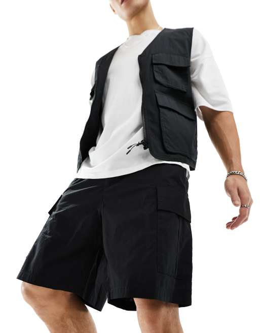  Weekday loose fit cargo shorts in black