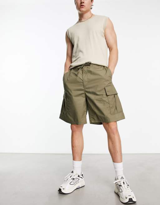 Weekday loose fit cargo shorts in khaki