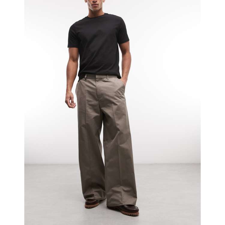 Weekday loose fit chino pants in mole | ASOS