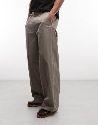 Weekday loose fit chino pants in mole | ASOS