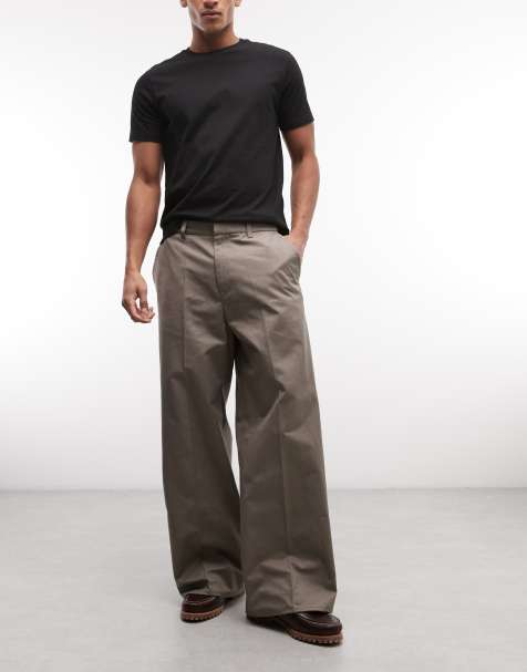 Weekday loose fit chino trousers in mole - view 1