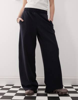 Weekday Loose Fit Heavy Weight Jersey Wide Leg Sweatpants In Navy