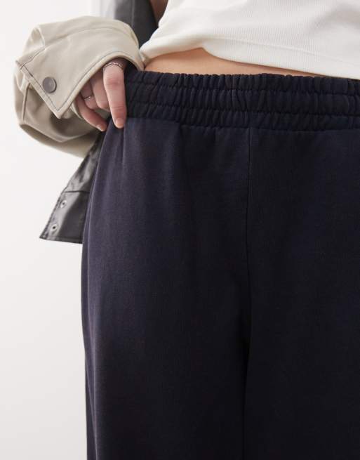 Weekday loose fit heavyweight jersey wide leg trackies in navy, 3 of 5