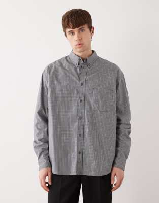 Weekday Weekday loose fit long sleeve shirt in black and beige check